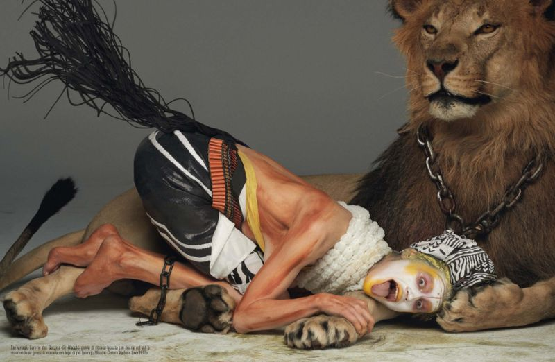Illustration for article titled Ugh: White Model Dons Tribal-Style Face Paint for Vogue Italia Shoot
